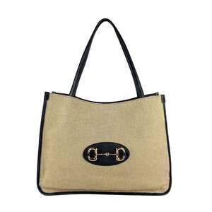 GUCCI Cream Leather Horsebit Shoulder Bag